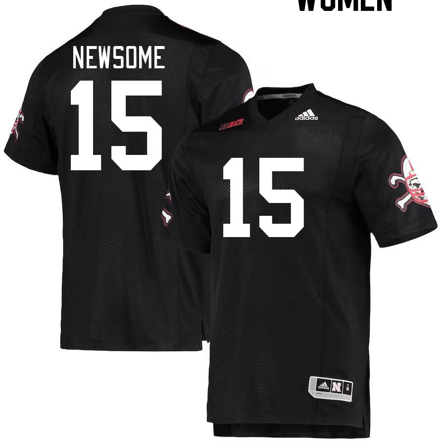 Women #15 Quinton Newsome Nebraska Cornhuskers College Football Jerseys Stitched Sale-Black - Click Image to Close
